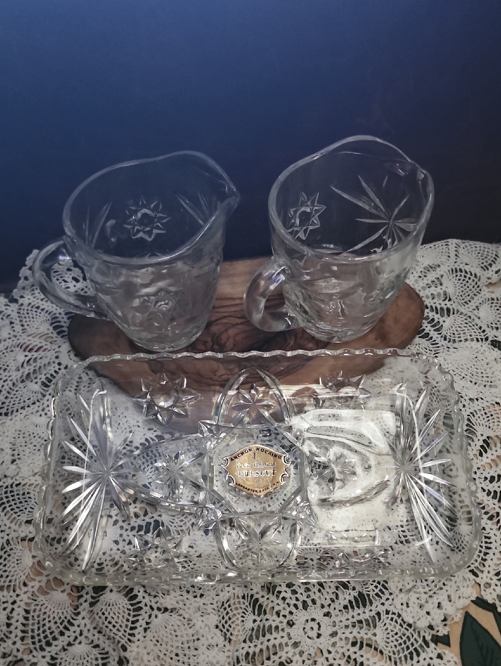 🔴 2 for $50 🔴 Vintage Anchor Hocking Pressed Glass Serving Dishes